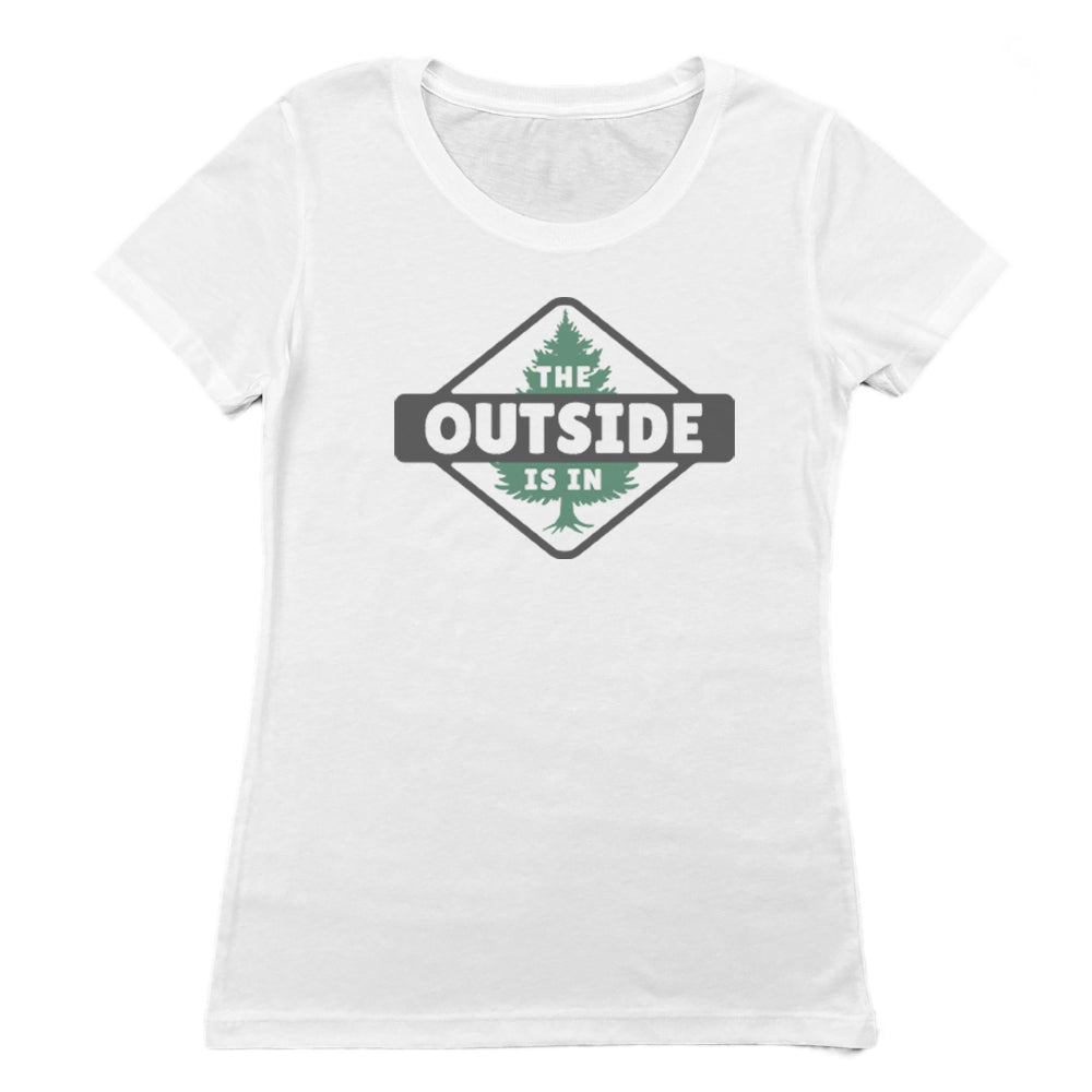 The Outside Is In Nature Themed Vintage Faded Graphic Print Women's Tee Shirt
