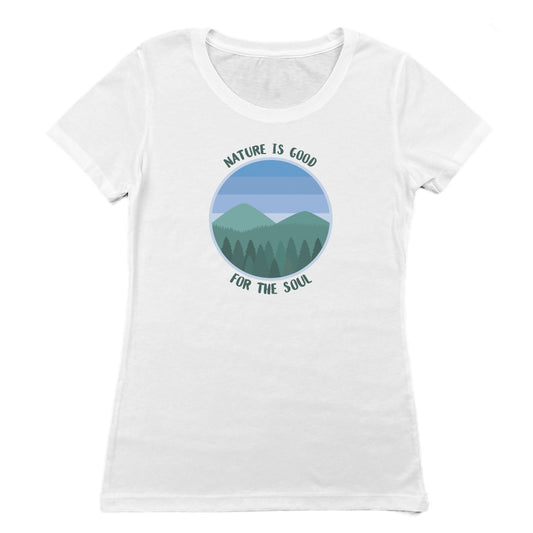 Nature Is Good For The Soul Outdoors Themed Vintage Faded Graphic Women's Tee Shirt