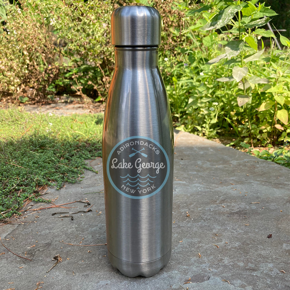 Lake George Nautical Theme 17oz Stainless Steel Shaped Water Bottle