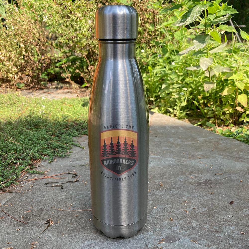 Explore The Adirondacks Stainless Steel Shaped Water Bottle