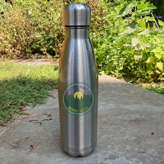 Hike More Worry Less Hiker Hiking Themed Stainless Steel Shaped Water Bottle