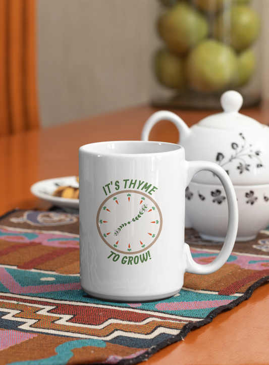 15 oz. It's Thyme To Grow Gardening Themed Ceramic Mug