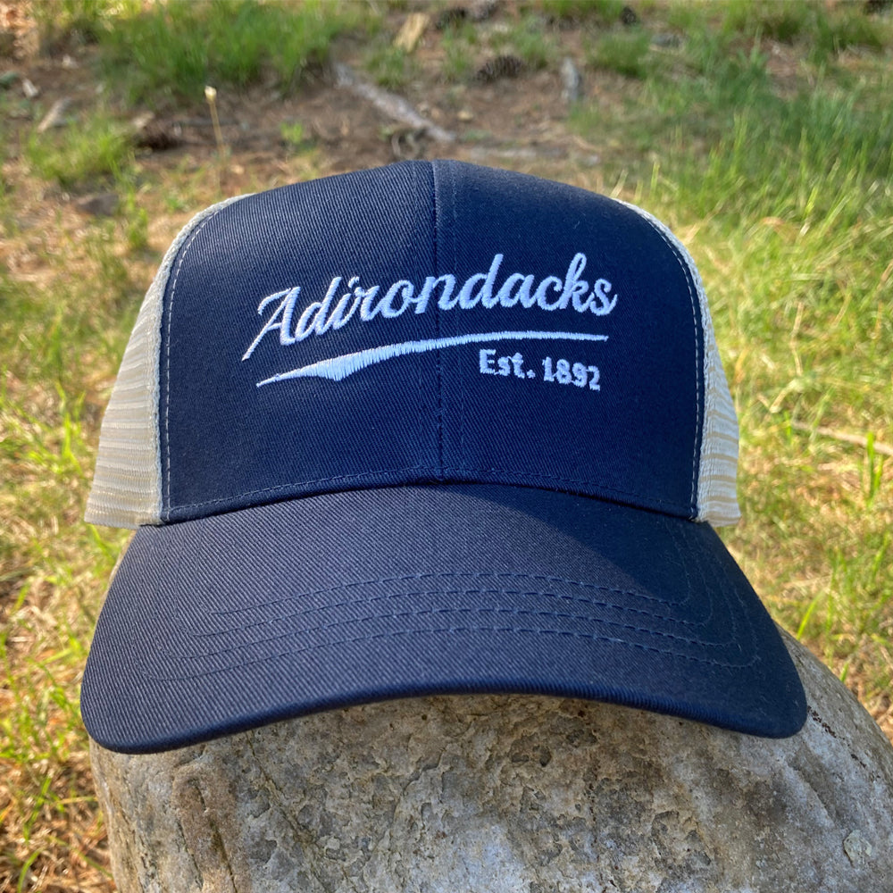 Adirondacks Trucker Style Hat - Adirondacks Script Embroidered Organic Recycled Trucker Cap